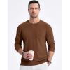 imageJMIERR Mens Long Sleeve Shirts Casual Crewneck Pullover TShirt Stretch Textured Knit Tee with Pocket03 Brown