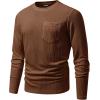 imageJMIERR Mens Long Sleeve Shirts Casual Crewneck Pullover TShirt Stretch Textured Knit Tee with Pocket03 Brown