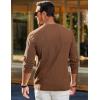 imageJMIERR Mens Long Sleeve Shirts Casual Crewneck Pullover TShirt Stretch Textured Knit Tee with Pocket03 Brown