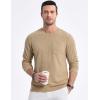 imageJMIERR Mens Long Sleeve Shirts Casual Crewneck Pullover TShirt Stretch Textured Knit Tee with Pocket04 Khaki