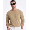 imageJMIERR Mens Long Sleeve Shirts Casual Crewneck Pullover TShirt Stretch Textured Knit Tee with Pocket04 Khaki