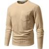 imageJMIERR Mens Long Sleeve Shirts Casual Crewneck Pullover TShirt Stretch Textured Knit Tee with Pocket04 Khaki