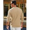 imageJMIERR Mens Long Sleeve Shirts Casual Crewneck Pullover TShirt Stretch Textured Knit Tee with Pocket04 Khaki