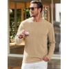 imageJMIERR Mens Long Sleeve Shirts Casual Crewneck Pullover TShirt Stretch Textured Knit Tee with Pocket04 Khaki