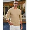 imageJMIERR Mens Long Sleeve Shirts Casual Crewneck Pullover TShirt Stretch Textured Knit Tee with Pocket04 Khaki