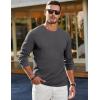 imageJMIERR Mens Long Sleeve Shirts Casual Crewneck Pullover TShirt Stretch Textured Knit Tee with Pocket05 Dark Grey