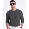 imageJMIERR Mens Long Sleeve Shirts Casual Crewneck Pullover TShirt Stretch Textured Knit Tee with Pocket05 Dark Grey