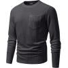 imageJMIERR Mens Long Sleeve Shirts Casual Crewneck Pullover TShirt Stretch Textured Knit Tee with Pocket05 Dark Grey