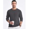 imageJMIERR Mens Long Sleeve Shirts Casual Crewneck Pullover TShirt Stretch Textured Knit Tee with Pocket05 Dark Grey