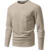 imageJMIERR Mens Long Sleeve Shirts Casual Crewneck Pullover TShirt Stretch Textured Knit Tee with Pocket06 Parchment