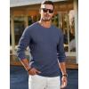 imageJMIERR Mens Long Sleeve Shirts Casual Crewneck Pullover TShirt Stretch Textured Knit Tee with Pocket07 Blue