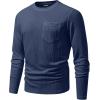 imageJMIERR Mens Long Sleeve Shirts Casual Crewneck Pullover TShirt Stretch Textured Knit Tee with Pocket07 Blue