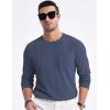 imageJMIERR Mens Long Sleeve Shirts Casual Crewneck Pullover TShirt Stretch Textured Knit Tee with Pocket07 Blue