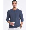 imageJMIERR Mens Long Sleeve Shirts Casual Crewneck Pullover TShirt Stretch Textured Knit Tee with Pocket07 Blue