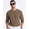 imageJMIERR Mens Long Sleeve Shirts Casual Crewneck Pullover TShirt Stretch Textured Knit Tee with Pocket08 Brown2
