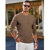imageJMIERR Mens Long Sleeve Shirts Casual Crewneck Pullover TShirt Stretch Textured Knit Tee with Pocket08 Brown2