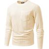 imageJMIERR Mens Long Sleeve Shirts Casual Crewneck Pullover TShirt Stretch Textured Knit Tee with Pocket09 Apricot