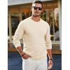 imageJMIERR Mens Long Sleeve Shirts Casual Crewneck Pullover TShirt Stretch Textured Knit Tee with Pocket09 Apricot