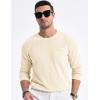 imageJMIERR Mens Long Sleeve Shirts Casual Crewneck Pullover TShirt Stretch Textured Knit Tee with Pocket09 Apricot