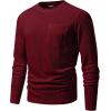 imageJMIERR Mens Long Sleeve Shirts Casual Crewneck Pullover TShirt Stretch Textured Knit Tee with Pocket10 Red