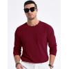 imageJMIERR Mens Long Sleeve Shirts Casual Crewneck Pullover TShirt Stretch Textured Knit Tee with Pocket10 Red