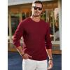imageJMIERR Mens Long Sleeve Shirts Casual Crewneck Pullover TShirt Stretch Textured Knit Tee with Pocket10 Red