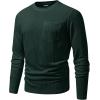 imageJMIERR Mens Long Sleeve Shirts Casual Crewneck Pullover TShirt Stretch Textured Knit Tee with Pocket12 Green