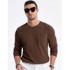 imageJMIERR Mens Long Sleeve Shirts Casual Crewneck Pullover TShirt Stretch Textured Knit Tee with Pocket13 Coffee