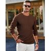 imageJMIERR Mens Long Sleeve Shirts Casual Crewneck Pullover TShirt Stretch Textured Knit Tee with Pocket13 Coffee