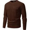 imageJMIERR Mens Long Sleeve Shirts Casual Crewneck Pullover TShirt Stretch Textured Knit Tee with Pocket13 Coffee