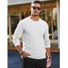 imageJMIERR Mens Long Sleeve Shirts Casual Crewneck Pullover TShirt Stretch Textured Knit Tee with Pocket14 White