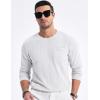 imageJMIERR Mens Long Sleeve Shirts Casual Crewneck Pullover TShirt Stretch Textured Knit Tee with Pocket14 White