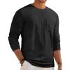 imageJMIERR Mens Long Sleeve Shirts Casual Crewneck Pullover TShirt Stretch Textured Knit Tee with Pocket0 Black