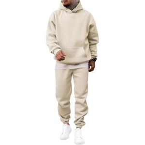 imageJMIERR Mens 2 Piece Outfits Hoodie Sweatshirt Tracksuit ampamp Joggers Sweatpants Sweatsuit SetCream