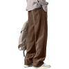 imageJMIERR Mens Corduroy Pants Casual Baggy Pants Wide Leg Loose Fit Joggers Sweatpants Elastic Waist Drawstring with PocketsBrown