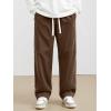 imageJMIERR Mens Corduroy Pants Casual Baggy Pants Wide Leg Loose Fit Joggers Sweatpants Elastic Waist Drawstring with PocketsBrown