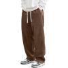 imageJMIERR Mens Corduroy Pants Casual Baggy Pants Wide Leg Loose Fit Joggers Sweatpants Elastic Waist Drawstring with PocketsBrown