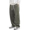 imageJMIERR Mens Corduroy Pants Casual Baggy Pants Wide Leg Loose Fit Joggers Sweatpants Elastic Waist Drawstring with PocketsGreen
