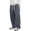 imageJMIERR Mens Corduroy Pants Casual Baggy Pants Wide Leg Loose Fit Joggers Sweatpants Elastic Waist Drawstring with PocketsGrey