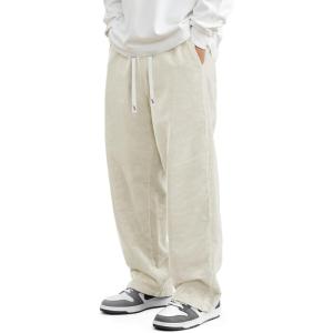 imageJMIERR Mens Corduroy Pants Casual Baggy Pants Wide Leg Loose Fit Joggers Sweatpants Elastic Waist Drawstring with PocketsBeige