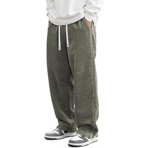 imageJMIERR Mens Corduroy Pants Casual Baggy Pants Wide Leg Loose Fit Joggers Sweatpants Elastic Waist Drawstring with PocketsGreen