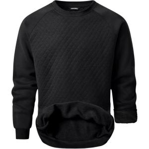 imageJMIERR Mens 2025 Casual Crewneck Dress Sweatshirts Pullover Fall Fleece Diamond Texture Warm Winter Comfy Long Sleeve0 Black