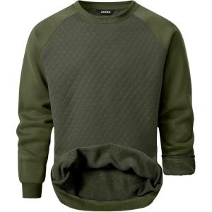 imageJMIERR Mens 2025 Casual Crewneck Dress Sweatshirts Pullover Fall Fleece Diamond Texture Warm Winter Comfy Long Sleeve1 Green