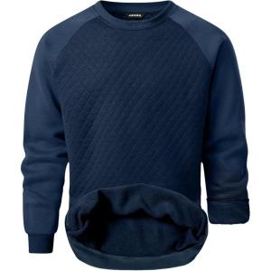 imageJMIERR Mens 2025 Casual Crewneck Dress Sweatshirts Pullover Fall Fleece Diamond Texture Warm Winter Comfy Long SleeveA Blue