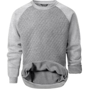 imageJMIERR Mens 2025 Casual Crewneck Dress Sweatshirts Pullover Fall Fleece Diamond Texture Warm Winter Comfy Long SleeveA Grey