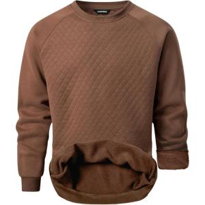 imageJMIERR Mens 2025 Casual Crewneck Dress Sweatshirts Pullover Fall Fleece Diamond Texture Warm Winter Comfy Long SleeveBrown