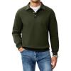 imageJMIERR Mens Casual Cotton Polo Sweatshirts Long Sleeve Button Collared Pullover ShirtsGreen