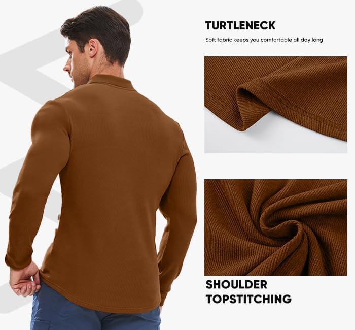 imageJMIERR Mens Casual Buttonless Polo Shirt Long Sleeve V Neck Ribbed Knit Golf ShirtsA Chestnut