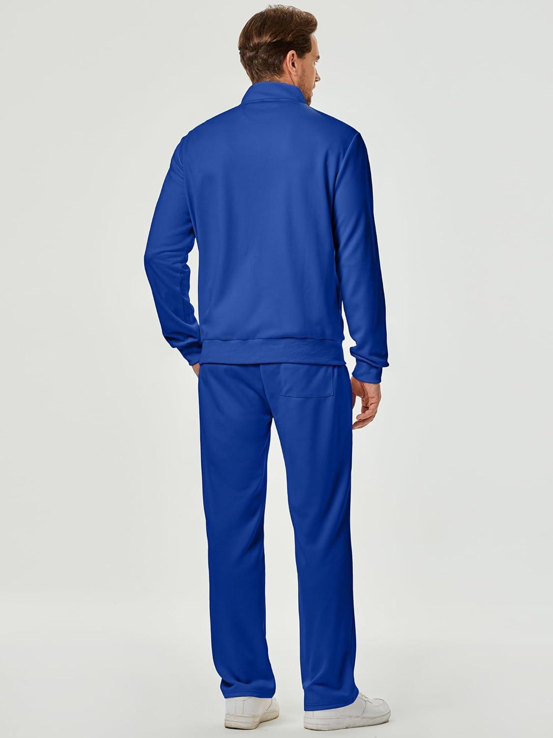 imageJMIERR Mens Sweatsuit Tracksuit 2 Piece Set Full Zip Casual Jogging Suits with Jogger Jackets and Pants Warm Up OutfitsBlue