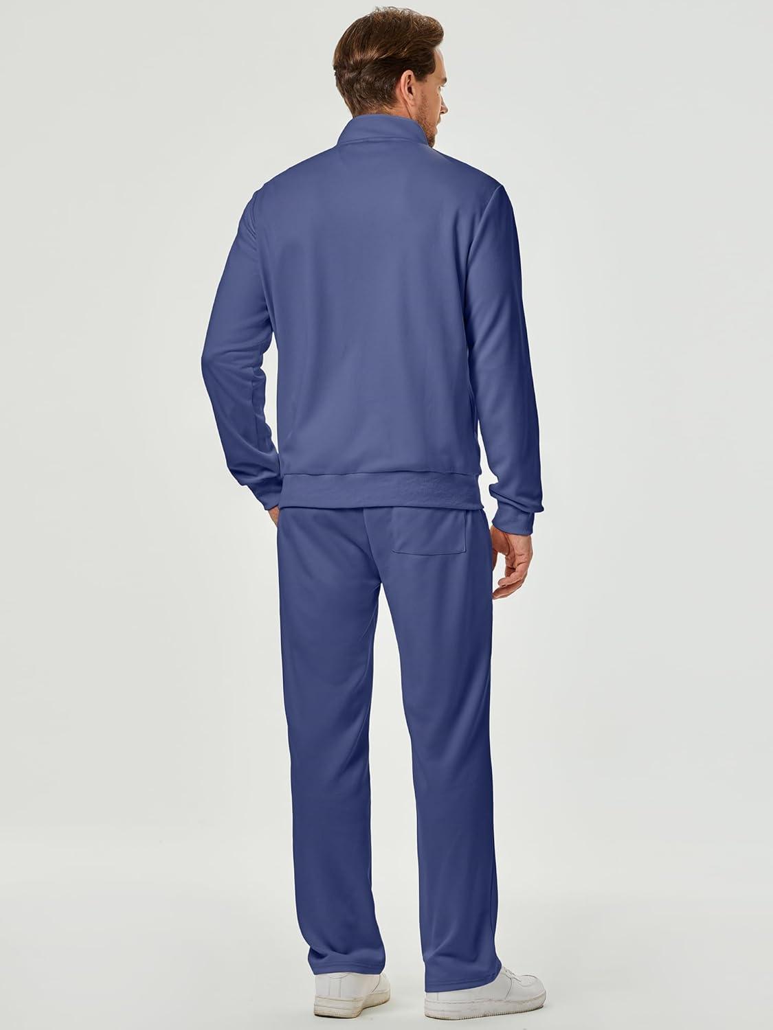 imageJMIERR Mens Sweatsuit Tracksuit 2 Piece Set Full Zip Casual Jogging Suits with Jogger Jackets and Pants Warm Up OutfitsDark Blue